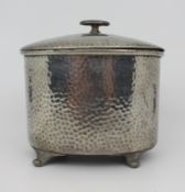 Arts & Crafts Style Hammered Pewter Lidded Pot – Armada Pewter – English Made
