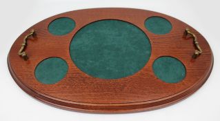 Vintage Oval Solid Mahogany Drinks Decanter & Glass Serving Tray