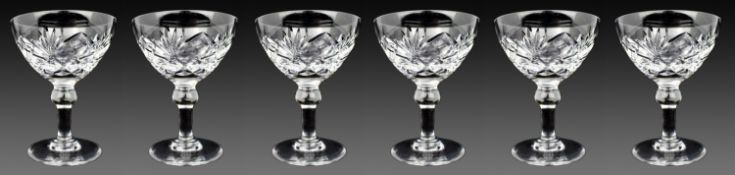 Set of 6 Vintage Mid Century English Cut Crystal Champagne Saucers