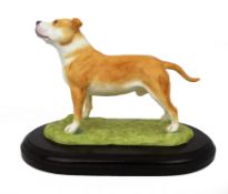 Porcelain Bulldog Figure on Wooden Base