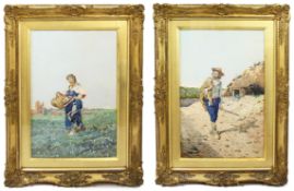 Pair of Antique Italian Watercolours by Filippo Indoni (1842–1908)