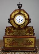 Antique 19th-Century Brass Inlaid Mantel Clock