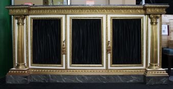Impressive Neoclassical-Style Painted and Gilt Credenza
