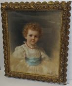 Antique 1897 Pastel Portrait of a Child by Léon Spinick