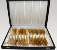 Vintage German Solingen Gold-Plated 12 Place Fish Flatware Canteen