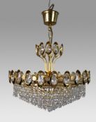 Vintage Gold Plated Crystal Chandelier