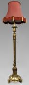 Carved Vintage Giltwood Standard Floor Lamp with Silk Shade