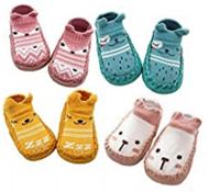 9 x 4 Pairs of Baby Boy's Girl's Indoor Slippers Anti-Slip Socks Shoes L28b