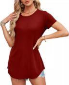 7 x Women's Summer Tunic Top, Casual Loose Fit Crewneck Lb1a