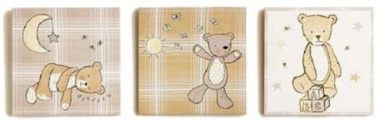 Bear Hugs Canvas Set of 3, Multi-Colour, 20 x 60