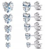12 x 5 Pairs 925 Sterling Silver Stud Earrings Sets