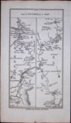 Ireland 245 Years -Old Antique Road Map Loughrea to Bruff Via Newport-210