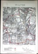 Wilton Wiltshire Boundary Commission 157-Year-Old Coloured Antique Map.