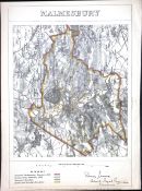 Malmesbury Wiltshire Boundary Commission 157-Year-Old Coloured Antique Map.