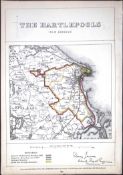 The Hartlepools Durham Boundary Commission 157-Year-Old Coloured Antique Map.