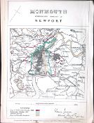 Newport City & District Wales Boundary Commission 157-Year-Old Antique Map.