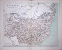 County Suffolk 150 Years-Old 1875 Coloured Detailed Antique 1875 Map-61