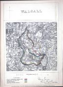 Walsall Midlands Boundary Commission 157-Year-Old Coloured Antique Map.
