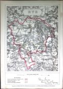 Eye Suffolk Boundary Commission 157-Year-Old Coloured Antique Map.