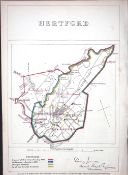 Hertford Town & District Boundary Commission 157-Year-Old Coloured Antique Map.
