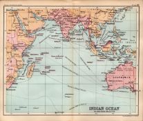 Indian Ocean Chart Double Sided Victorian Antique 1898 Map.