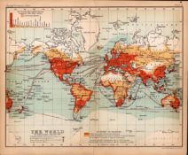 Commercial Chart of The World Double Sided Antique Coloured 1896 Map.