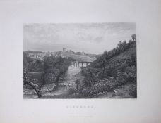 Yorkshire View of Richmond 1875 Victorian Antique 150 Years-Old Engraving-2.