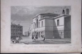 Salford New Bailey Prison Hospital Antique 195 Years-Old Steel-Engraving-54