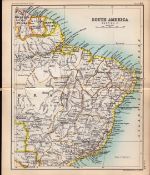 South America Section 2 Double Sided Victorian Antique 1898 Map.