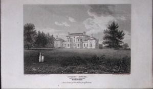 Colney House Hertfordshire Antique 218 Years-Old Georgian Steel-Engraving-459