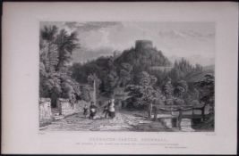 Cornwall Saltash Trematon Castle Antique 193 Years-Old Steel-Engraving-2