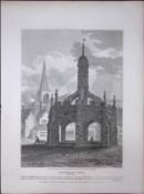 Malmsbury Cross Wiltshire Rare John Britton 191 Years-Old Antique Steel Engraving-29.