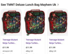 10 Pcs x Brand New Teenage Turtle Deluxe Lunch Bag - RRP £11.99 - 10 Pcs In Lot