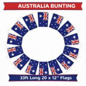 144 Packs 10 Metre 20 XL Flags Australia Flags Bunting Brand New and Boxed World Cup 2026