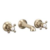 Crosswater Belgravia BL131WNF 3 Hole Wall Mounted Basin Mixer Tap Crosshead Handle Brushed Brass