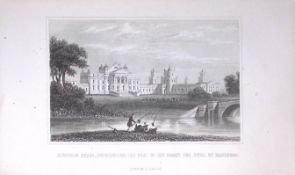 Blenheim House Oxfordshire Dugdale & Archer Antique 180 Years-Old Copper Plate Print-59