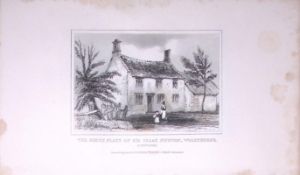 Sir Issac Newton Birth Place Antique 180 Years-Old Copper Plate Print-91