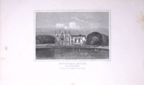 Newstead Abbey Nottinghamshire Antique 180 Years-Old Copper Plate Print-75