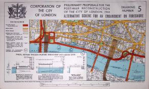 City of London Post-War Reconstruction Embankment & Lagoon Dock 1944 Map-30