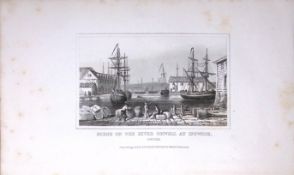 Ipswich Harbour River Orwell Dugdale & Archer Antique 180 Years-Old Copper Plate Print-55