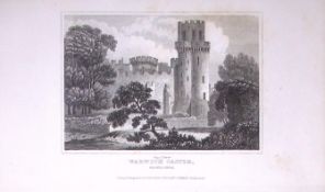 Warwick Castle Antique 180 Years-Old Copper Plate Print-95
