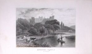 Arundel Castle Sussex Dugdale & Archer Antique 180 Years-Old Copper Plate Print-47
