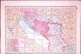 WW1 Yugoslavia Historical Antique 1922 Coloured Map-571