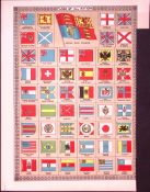 Flags of All Nations 120-Year-Old Antique Coloured Map by G.W. Bacon