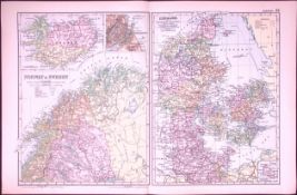Denmark & Iceland 120-Year-Old Large Antique Map by G.W. Bacon-24