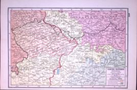 WW1 Czecho-Slovakia Historical Antique 1922 Coloured Map-492