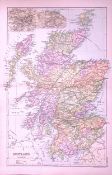 Scotland Edinburgh & Glasgow 120-Year-Old Large Antique Map by G.W. Bacon-15