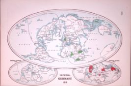 WW1 Imperial Germany Around The World Antique 1922 Coloured Map-484