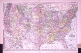 United States & Alaska 120-Year-Old Large Coloured Antique Map by G.W. Bacon-11