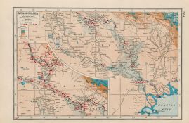 WW1 Mesopotamia Bagdad Basra Coloured 1922 Antique Map-524